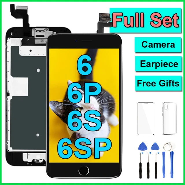 Wyświetlacz LCD do iPhone'a 6 6S Plus 6P 6SP Pełny zestaw ekranu Zamienny digitizer dotykowy Kompletny zespół + kamera przednia + przycisk Home