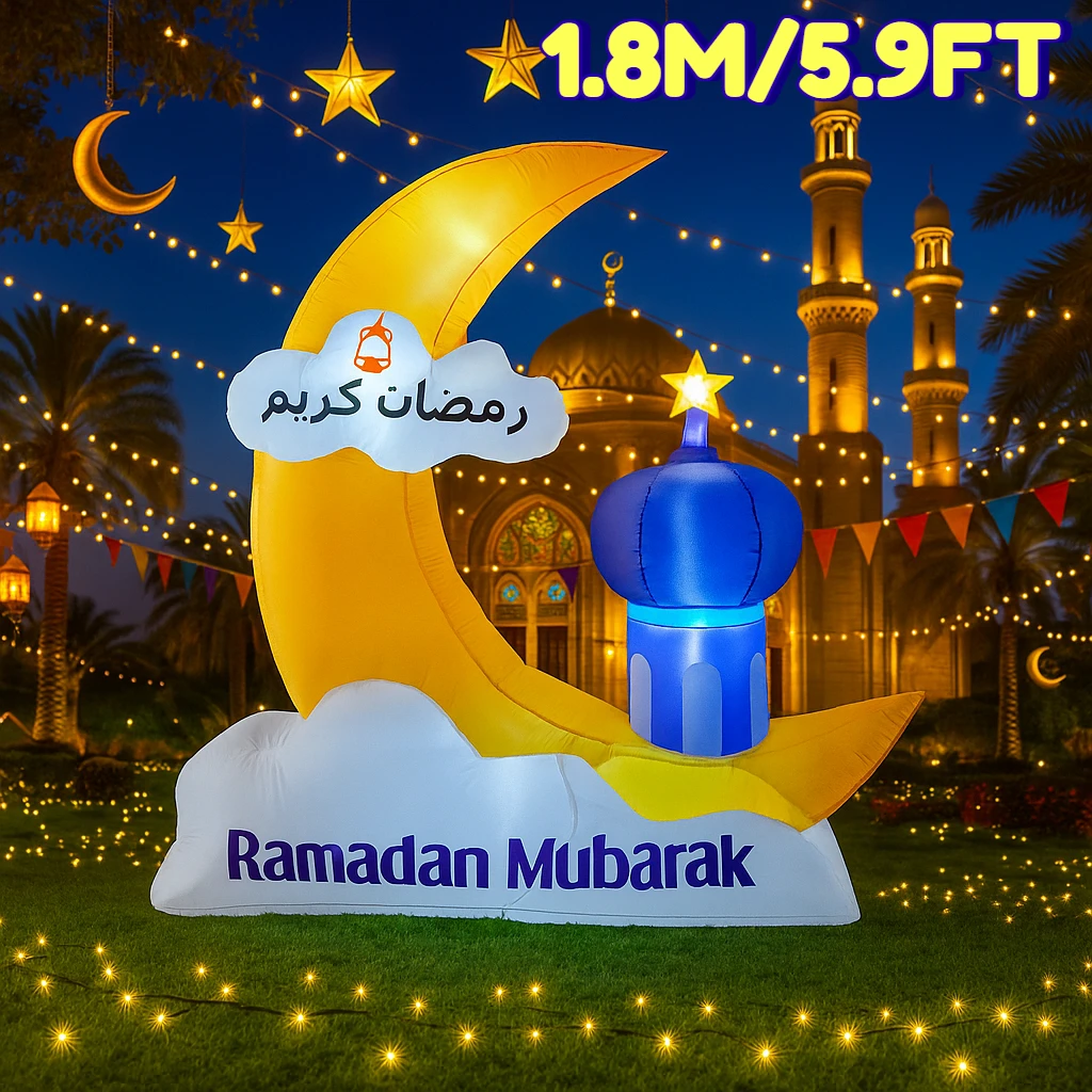  1,8 M/5,9 FT Aufblasbare Spielzeug Muslimischen Eid DIY Dekoration Urlaub Ramadan Festival Mond Dekor Garten Hof LED Licht ornament Geschenk