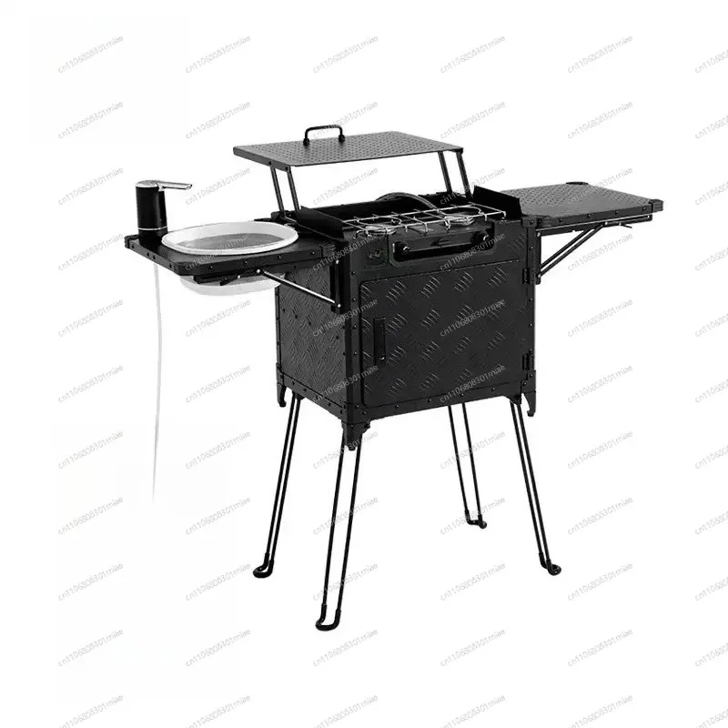 Portable Folding Outdoor Camping Kitchen Box, Complete Cooking Cookware & Table Stove Set for Camping Hiking Car Trip