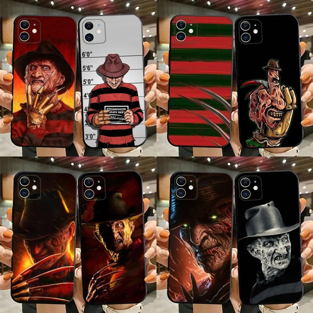 Horror F-Freddy KrugerS Phone Case For iPhone 15,14,13,12,11,Plus,Pro Max,XS,X,XR,SE,Mini,8,7 Soft Silicone Black Cover