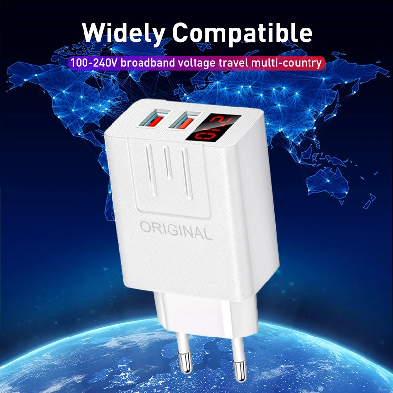 USB Multi Ports Fast Charging Charger Digital Display Mobile Phone Charge Adapter For iPhone Samsung Xiaomi Huawei Wall Charger