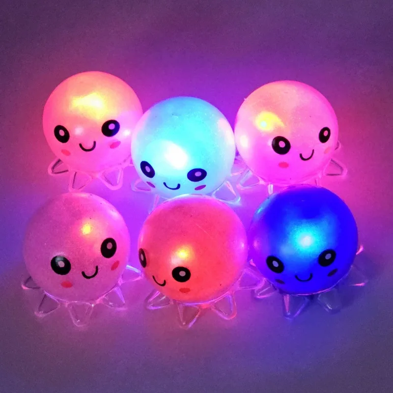 Ins-Petits animaux marins mignons, poulpe, poudre d'or, paillettes, boule élastique douce, pincer la musique, jouet Fidget, jouets électroluminescents