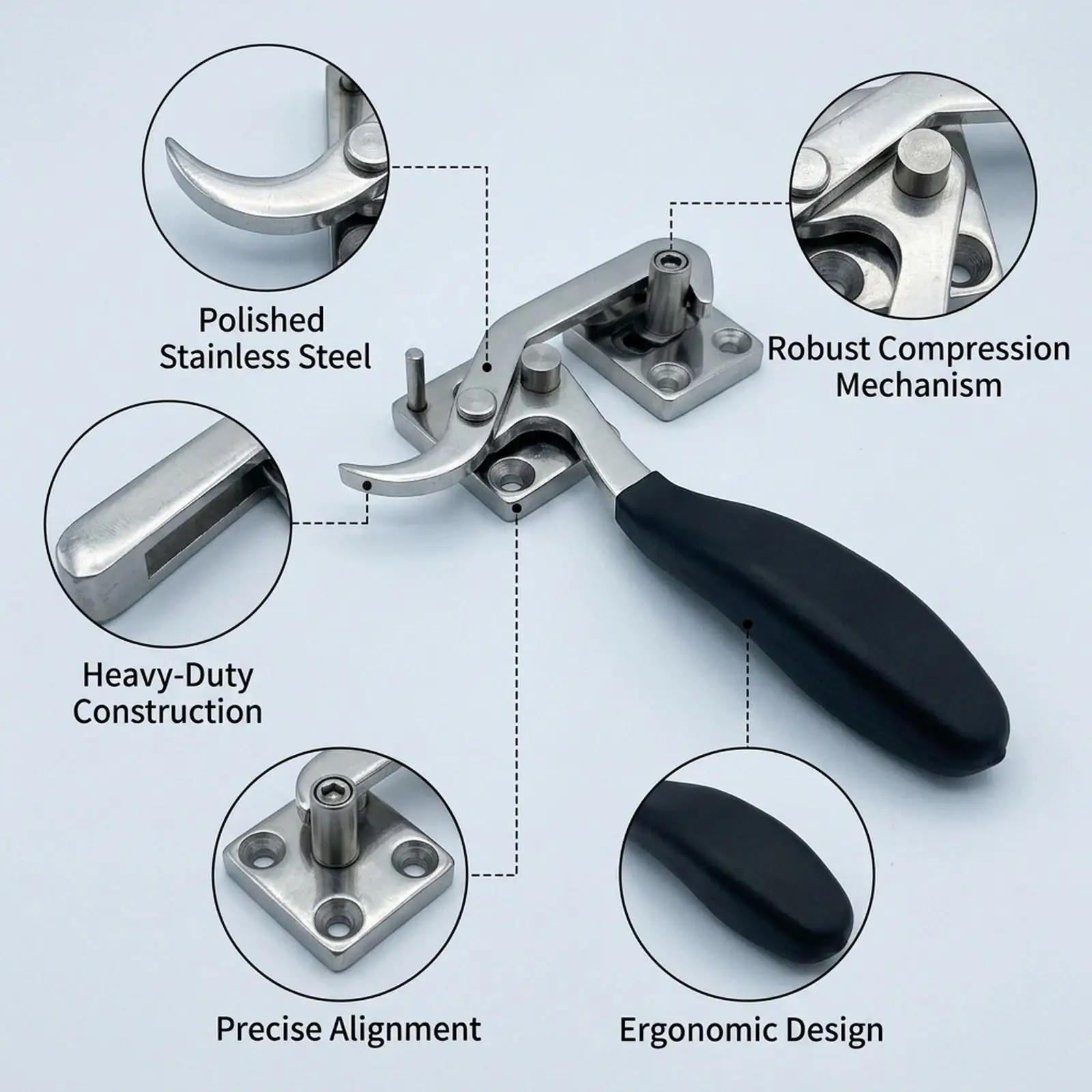Heavy Duty Oven Cabinet Lock Handle Metal Lock Latch Sturdy Security Draw Latch for Industrial Doors and Airtight Cabinets