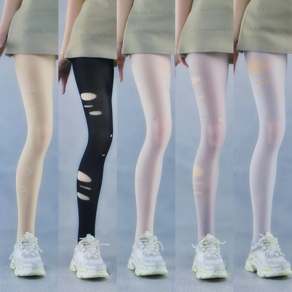【60days made】CUKE TOYS 1/6 Female Ultra Thin Silky Sexy Hand Tear Hole Hollow Solid Color Stockings for 12