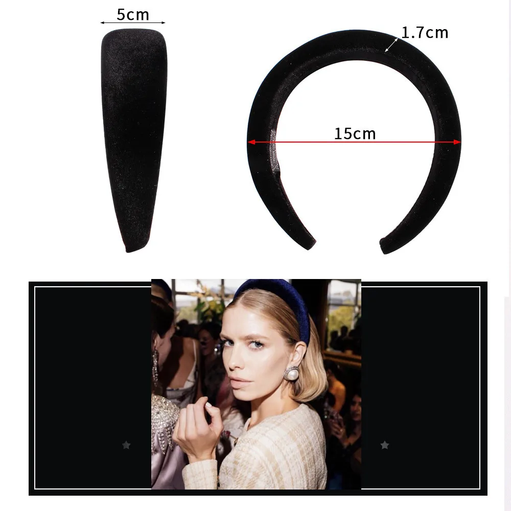 Fashion  Chic Sponge Hairband Hair Hoop womenSweet for Women Headbands Hair Accessories Solid Plush Wide Padded Headwear