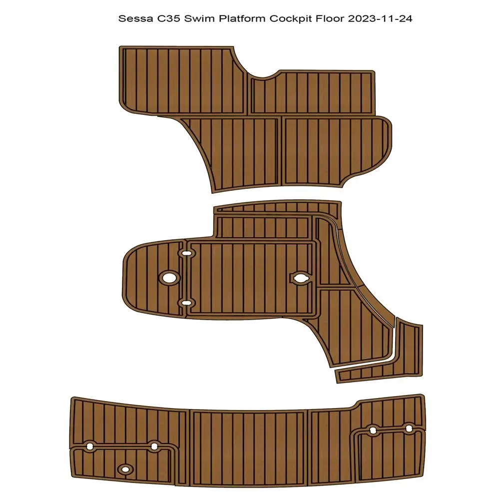 

Sessa C35 Swim Platform Cockpit Pad Boat EVA Foam Faux Teak Deck Floor Mat Seadek MarineMat Gatorstep Style Self Adhesive cnt16
