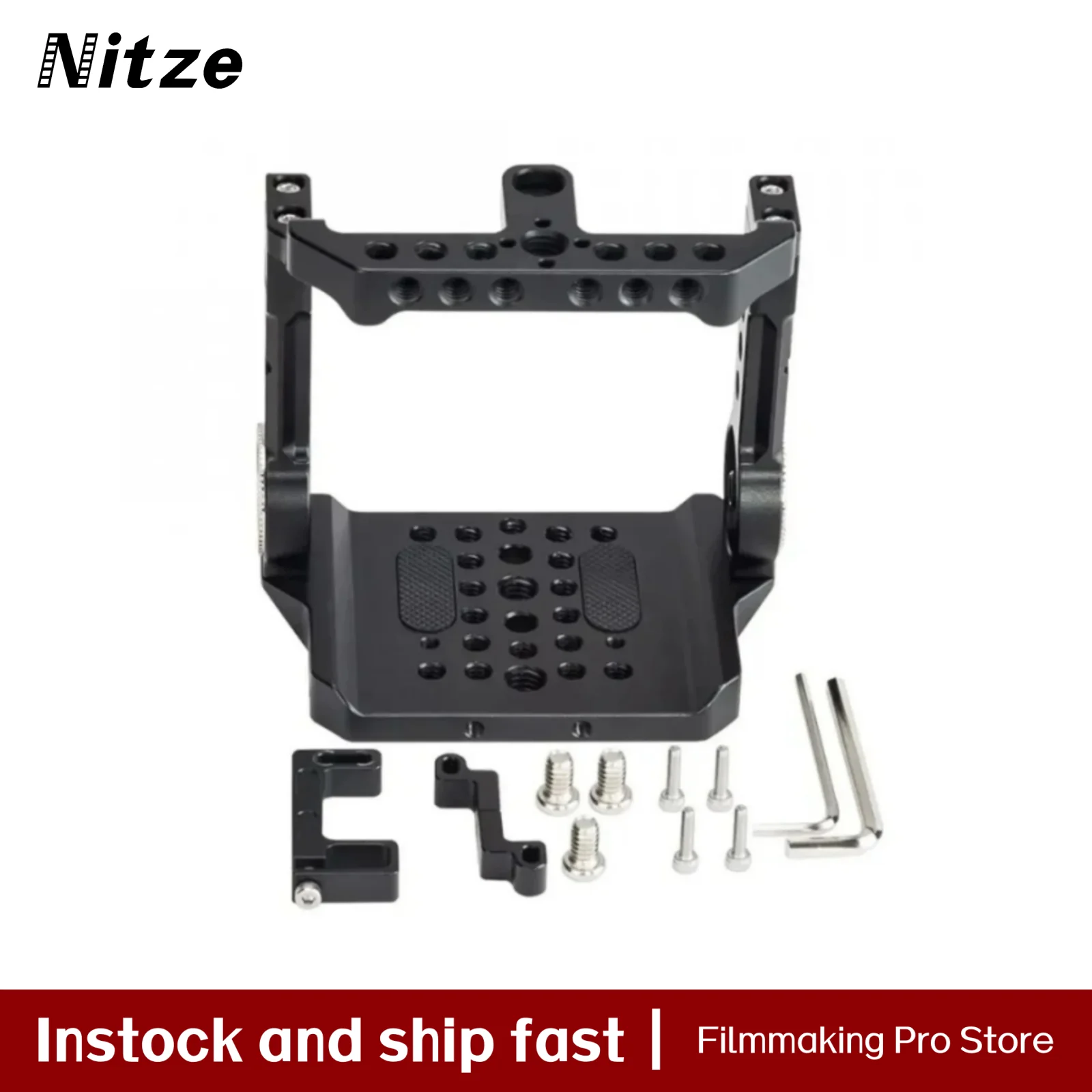 

Клетка Nitze для камеры Z CAM E2, с кабельными зажимами и встроенными направляющими НАТО, розетками ARRI