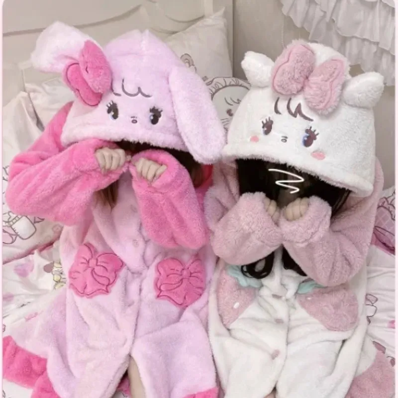 

Mikko Girls Cute Long Sleeve Autumn/winter Kawaii Coral Velvet Hooded Homewear Home Casual Wear Student's Female Pajamas Gfits