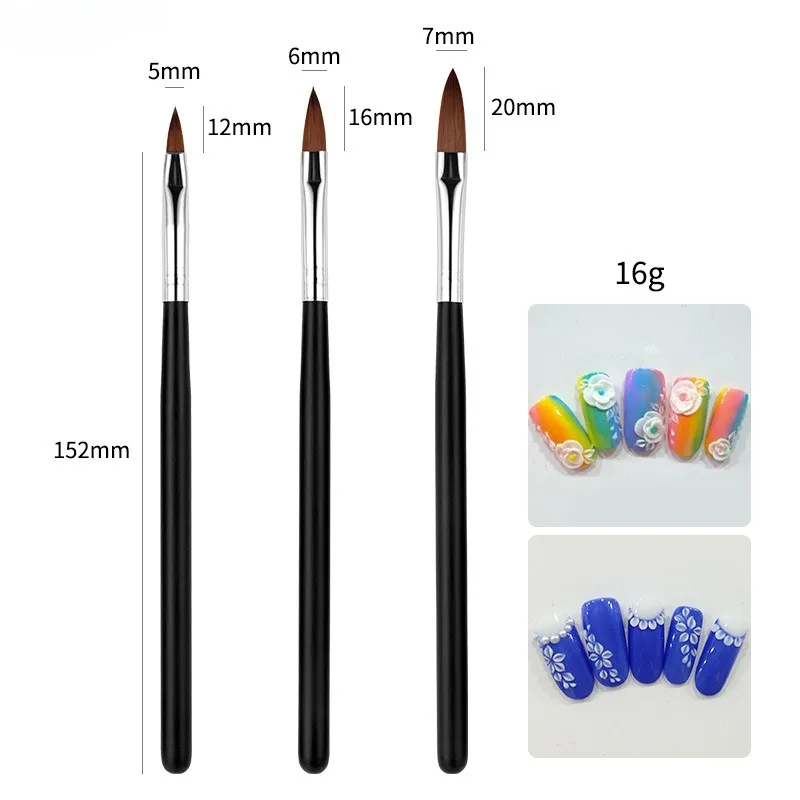 3Sets Nail Crystal Carving Pen Set 3 Nagelgradiënt Blending Tools Zwart Nail Painting Pennen Alleen Uitbreiden Kristallen Pen Nagels Salon