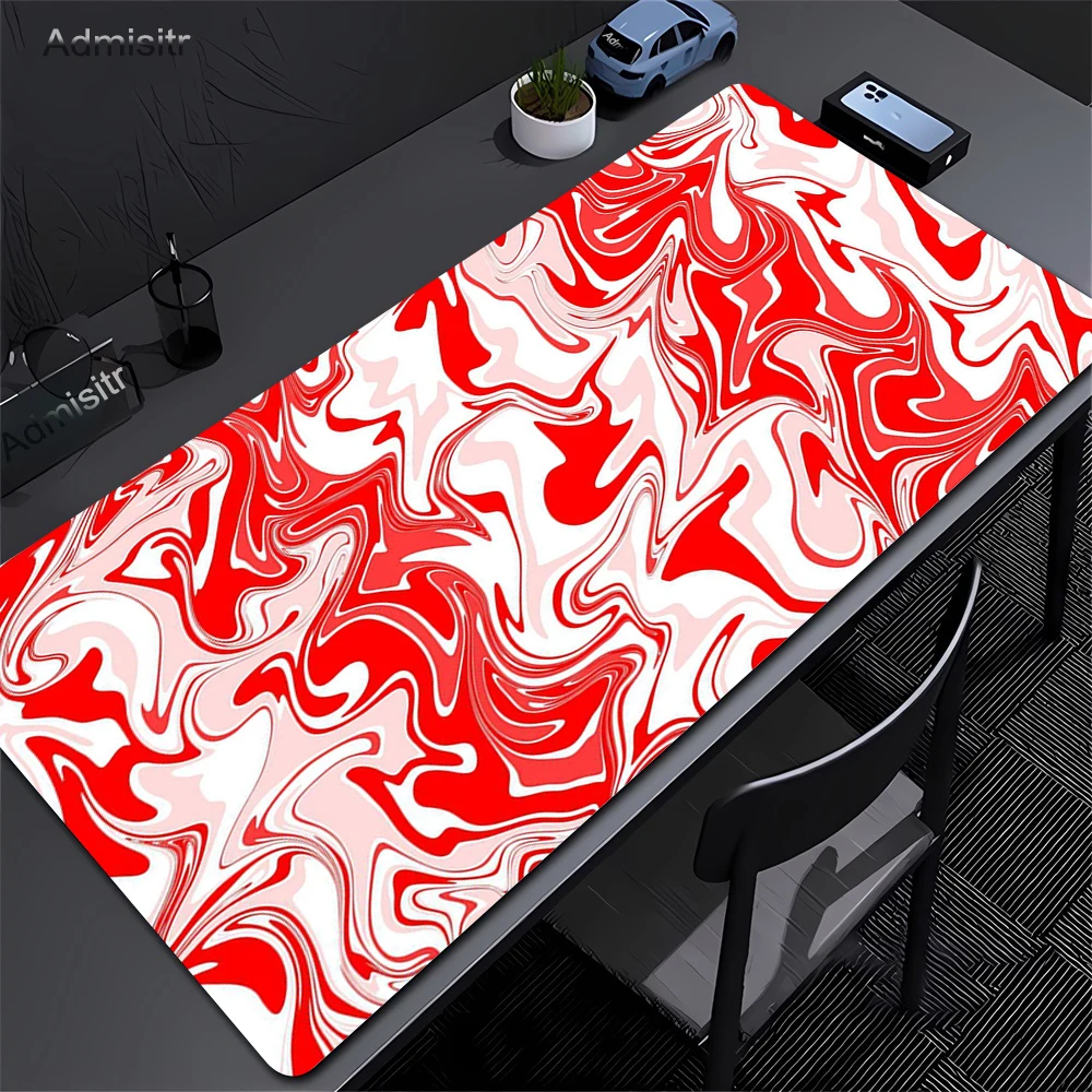 Extra Large Rubber Esports Mouse Pad Blue and Black Marble Swirl Texture Abstract Orange Liquid Art Laptop 90X40cm Desk Mat