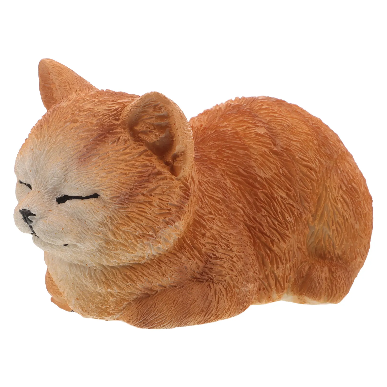 1Piece Sleeping Cat Statue Orange Tabby Resin Sculpture Patio Lawn Yard Garden Porch Outdoor Charm Memorial Cat Ornament