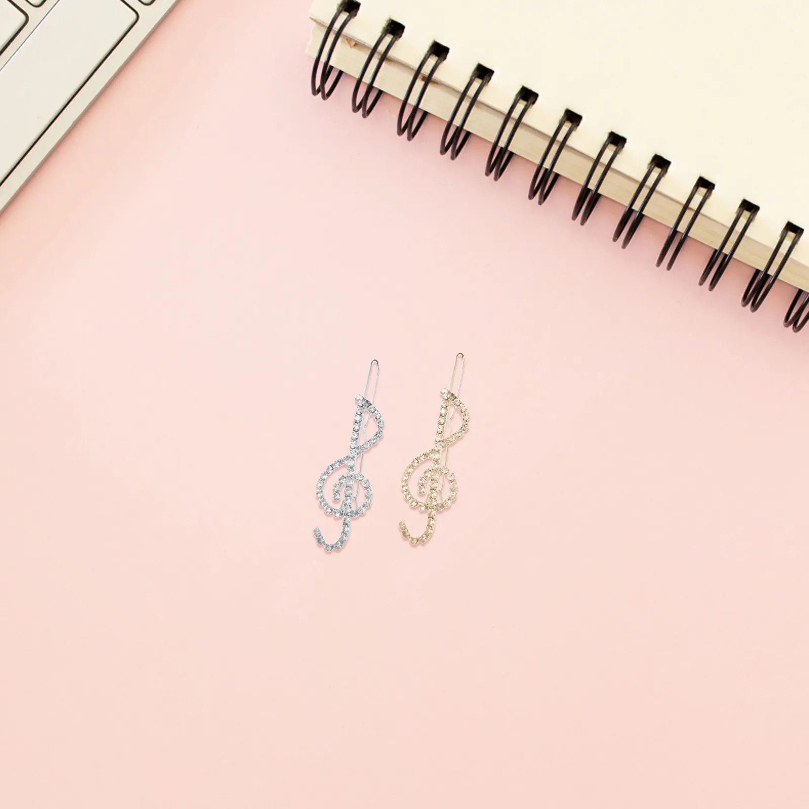 

2Pcs Sparkling Rhinestone Music Note Hair Barrettes Clips Hair Accessories for Women Party Cosplay Dance Barrettes Music Note