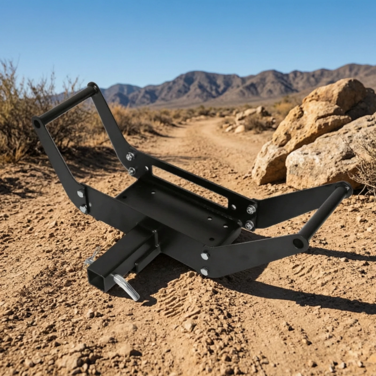 Winch Bracket with Folding Arm Compact Trailer Hitch Winch Mount Long-Lasting Universal for off-Roaders, Vehicle Rescue