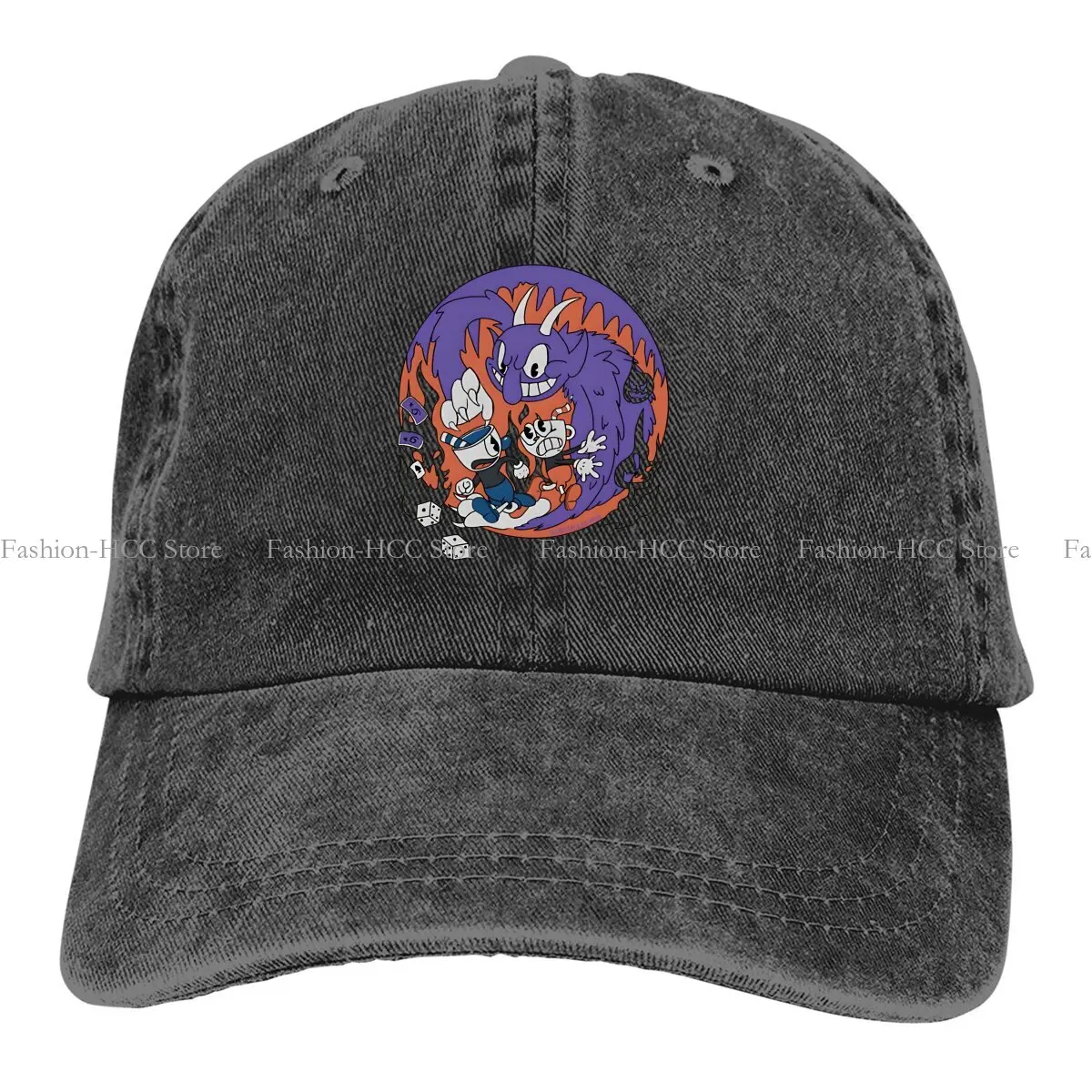 Washed Men's Baseball Cap Catch You！ Trucker Snapback Caps Dad Hat Cuphead Golf Hats