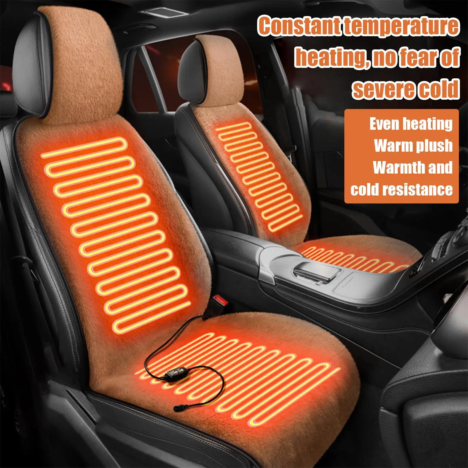 Car Heated Seat Cushion Electric Car Seat Heating Plush pad Driver Temperature Control Warming Device For Cold Weather