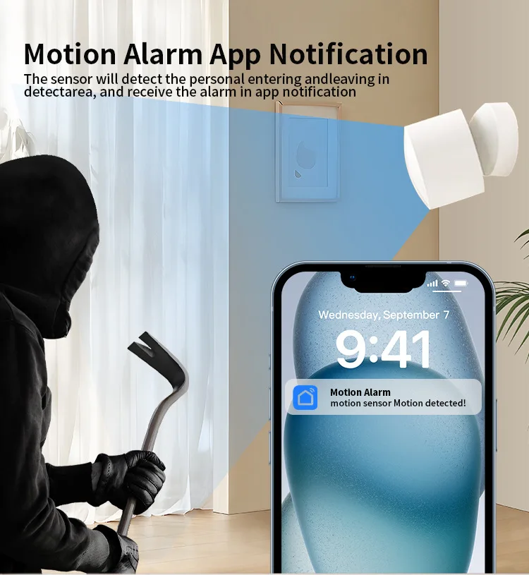 Tuya WiFi/Zigbee PIR Motion Sensor Human Body Detector App Remote Monitoring Smart Linkage Home Automation Alarm Safety System