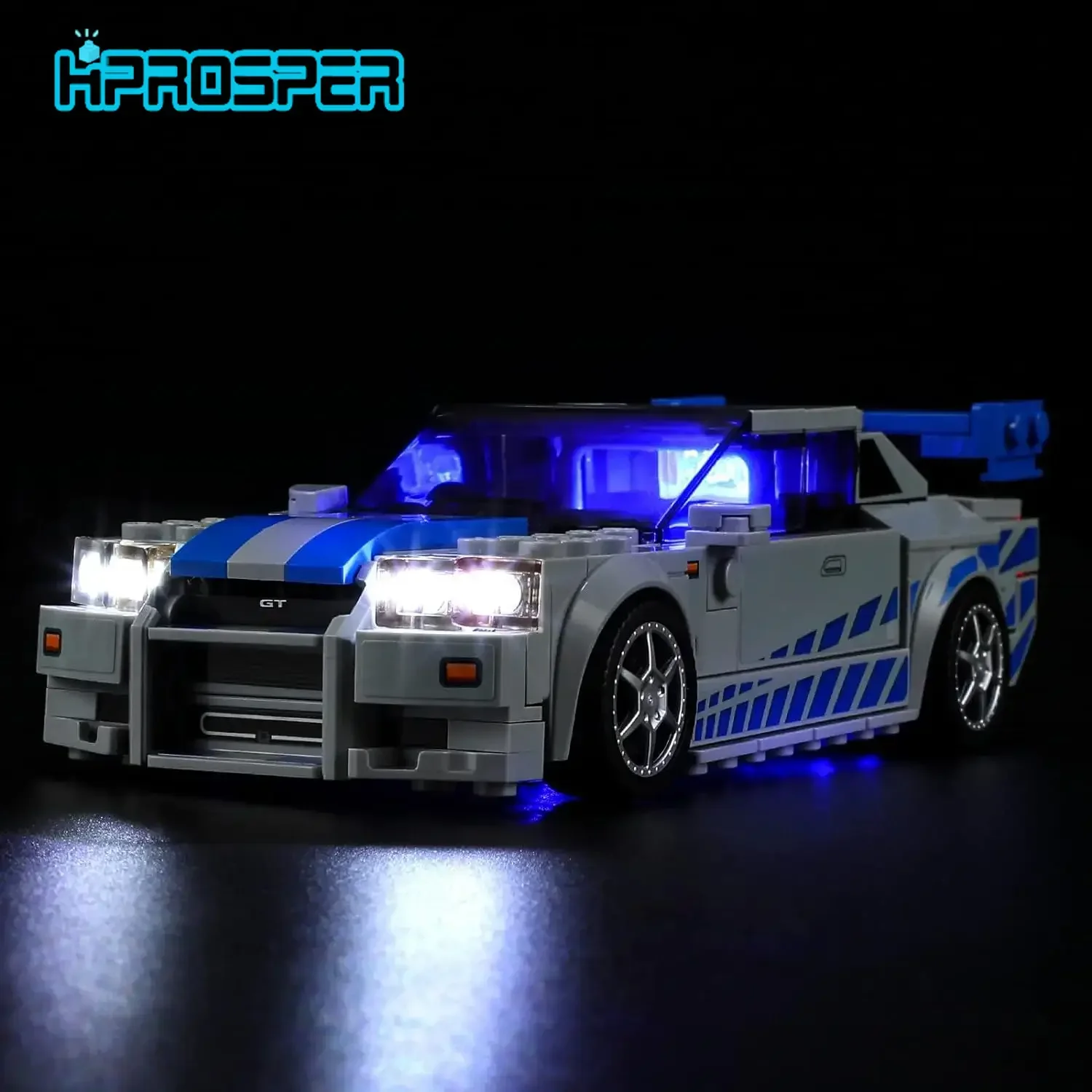 Hprosper LED 조명 76917 속도 2 패스트 2 퓨리어스 닛산 스카이라인 GT-R(R34) 장식 램프(레고 빌딩 블록은 포함되지 않음)