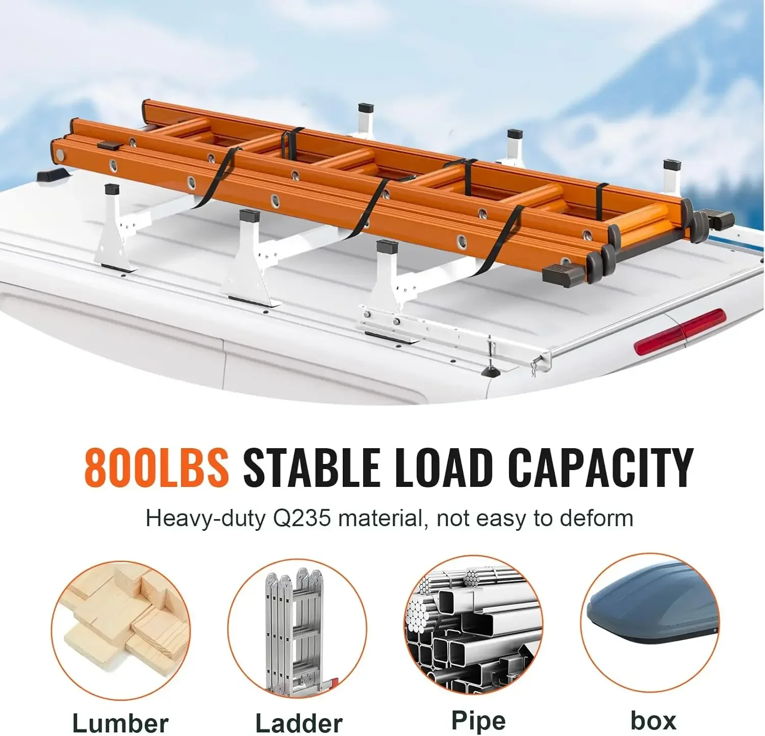 

[Limited Time Offer, Today Only!]Van Roof Ladder Racks 54", 800 lbs Capacity Heavy-Duty Steel Roof Racks for Van, Drilling Racks