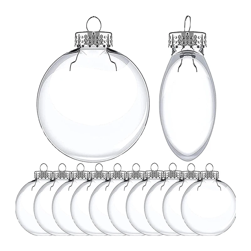 Boule de Noël Transparente en Plastique de 6/8/10cm, Décoration de ixde Nouvel An, à Faire Soi-Même, à Remplir, Ornement Pendentif