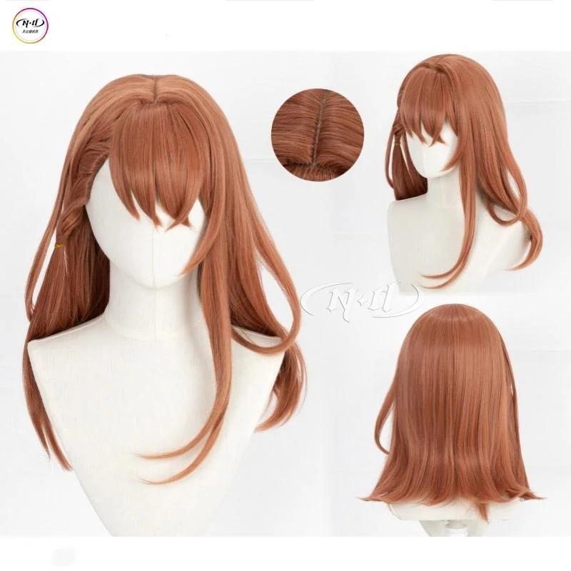 ND HANASATO MINORI Cosplay Perucas Projeto SEKAI Cosplay Ombro-comprimento Perucas de Cabelo Castanho Claro para Jogo Comic Con Coser Sintético