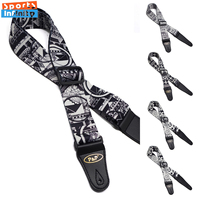 New Fashion Black White Geometric Electric Guitar Strap Adjustable Acoustic Folk Guitar Strap Bass Ukulele Guitar Accessories