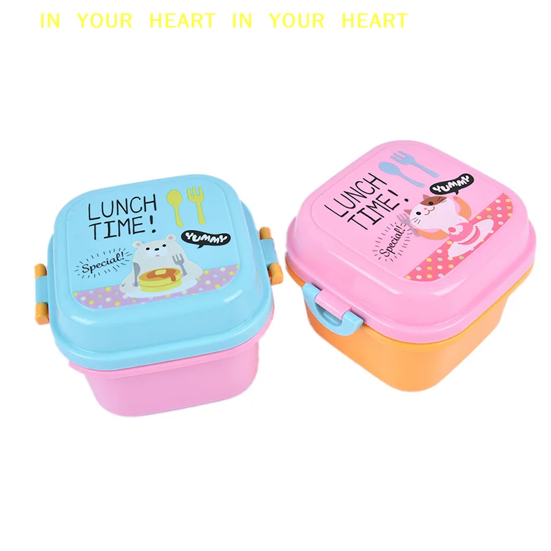 【X】Plastic Student Lunch Box Cartoon Healthy Plastic Lunch Box Microwave Oven Lunch Bento Boxes Kid Lunchbox