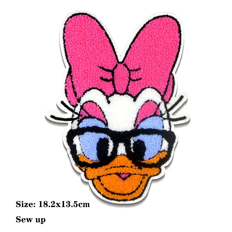 Disney Daisy Duck Chenille Icon Towel Embroidery Applique Patches For Clothing DIY Sew up Patch on the stickers