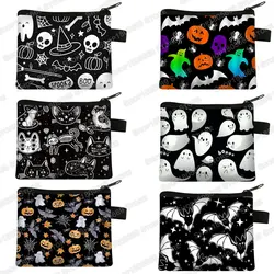 Vampire Bat Ghost Print Coin Purse Cute Wallet Women ID Credit Card Coin Bag Small Handbag Kids Purses Halloween Candy Bags