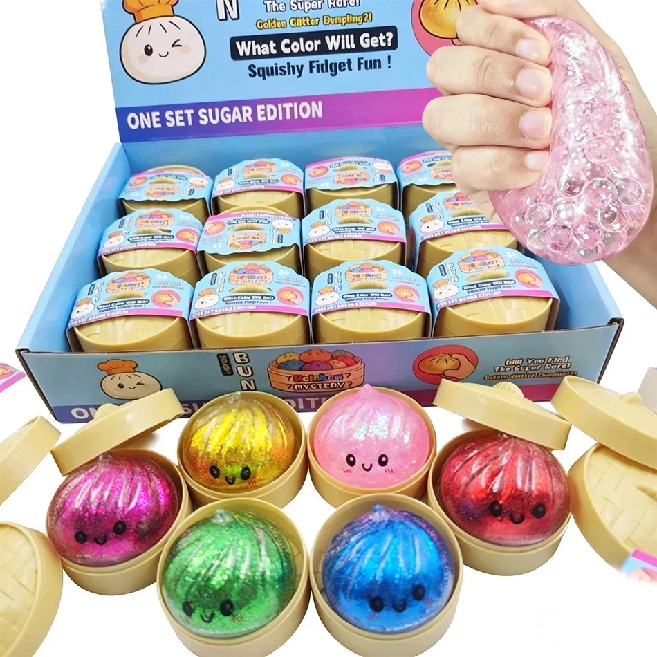 Glitter Dumpling Squishies Flash Slow Rebound Pressure Ball Soft Decompression Office Toy for Stress Relief Birthday Gift