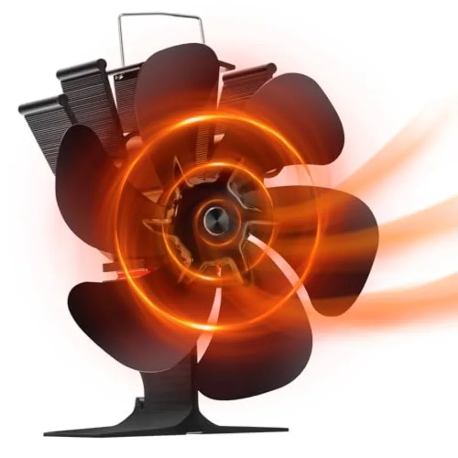 

6 Blades Heat Powered Wood Stove Fan Fireplace Fan Non Electric for Wood Burning Stove/Pellet/Log Heat Powered fan Silent Opera