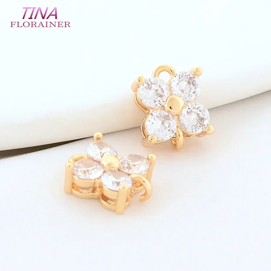 8*10MM 14K Gold Color Brass 2 Holes Flowers Connectors Charms Pendants Necklace Jewelry Making Supplies Diy Accessories