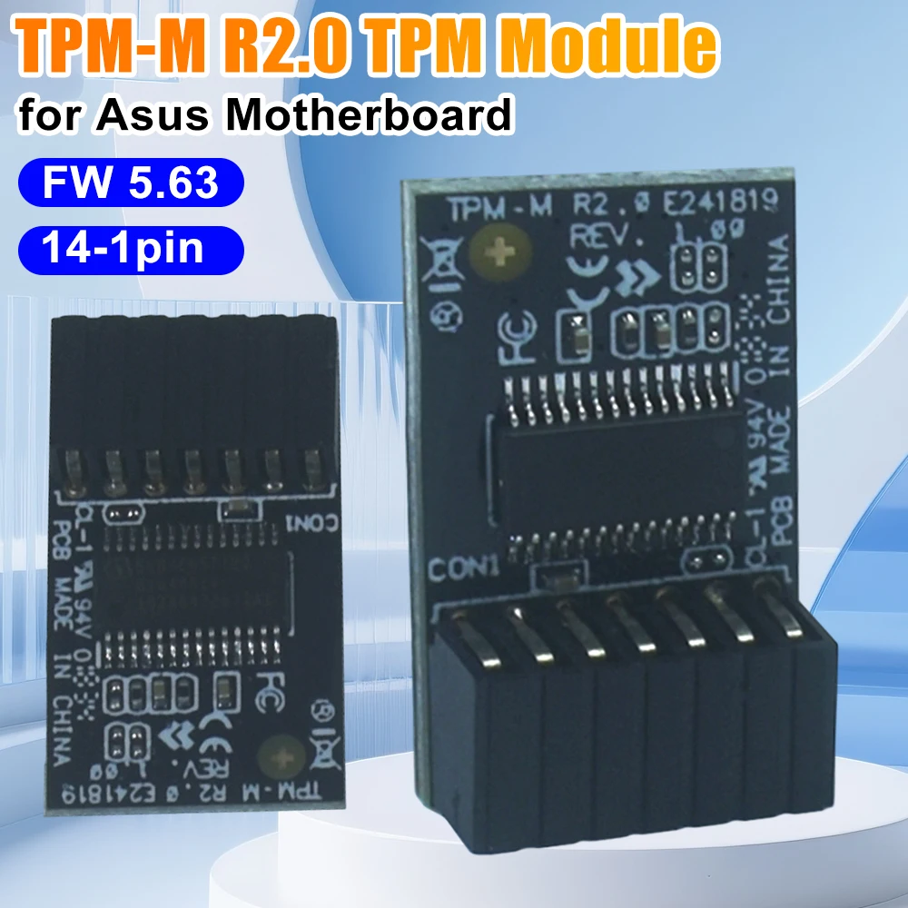 For Asus The Trusted Platform (TPM) Module 15x25mm 14-1 Pin Computer TPM-M R2.0 Trusted Platform Module for Asus Motherboards