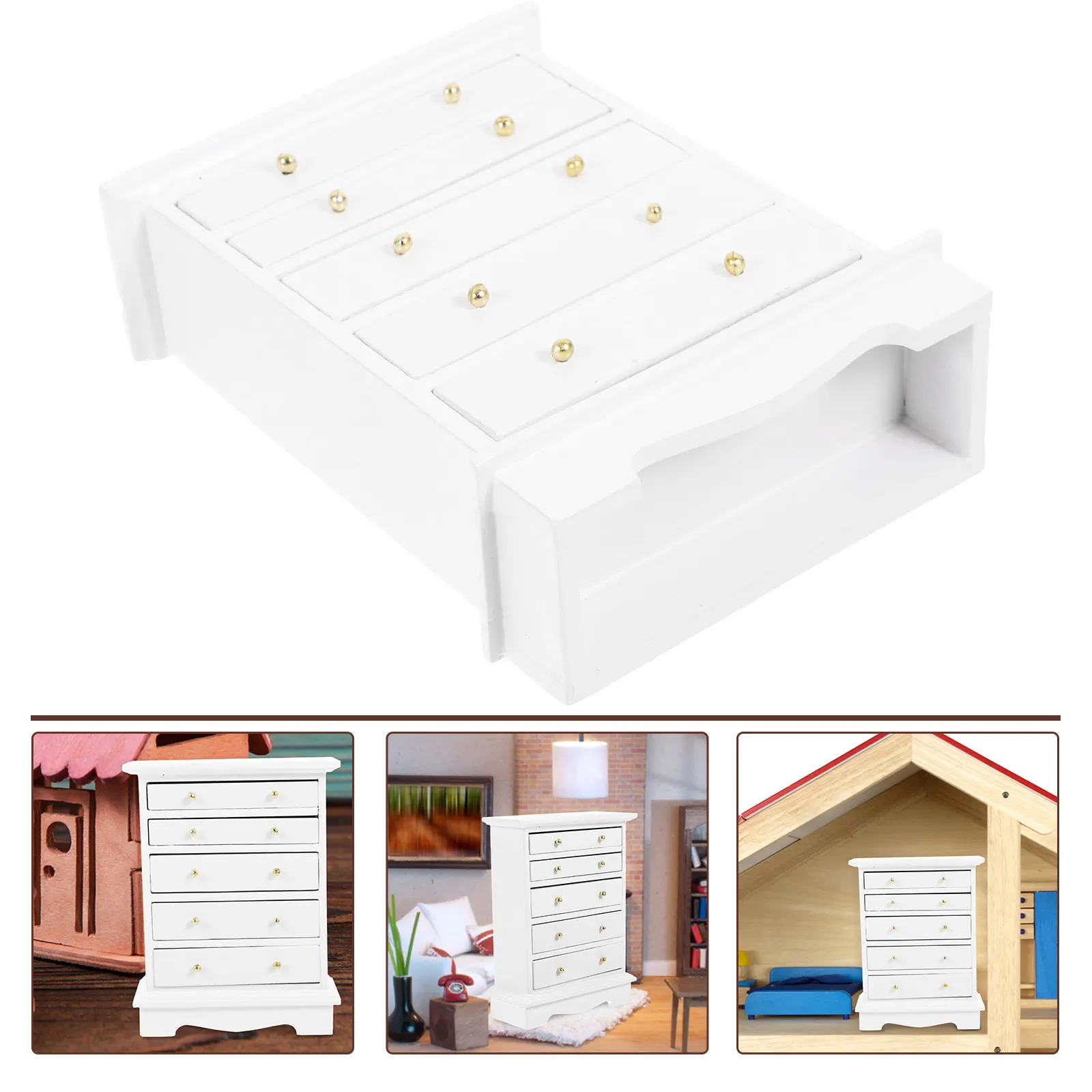 

Miniatures Accessories Dollhouse Dresser Cabinet Small Storage for Furniture Bedroom