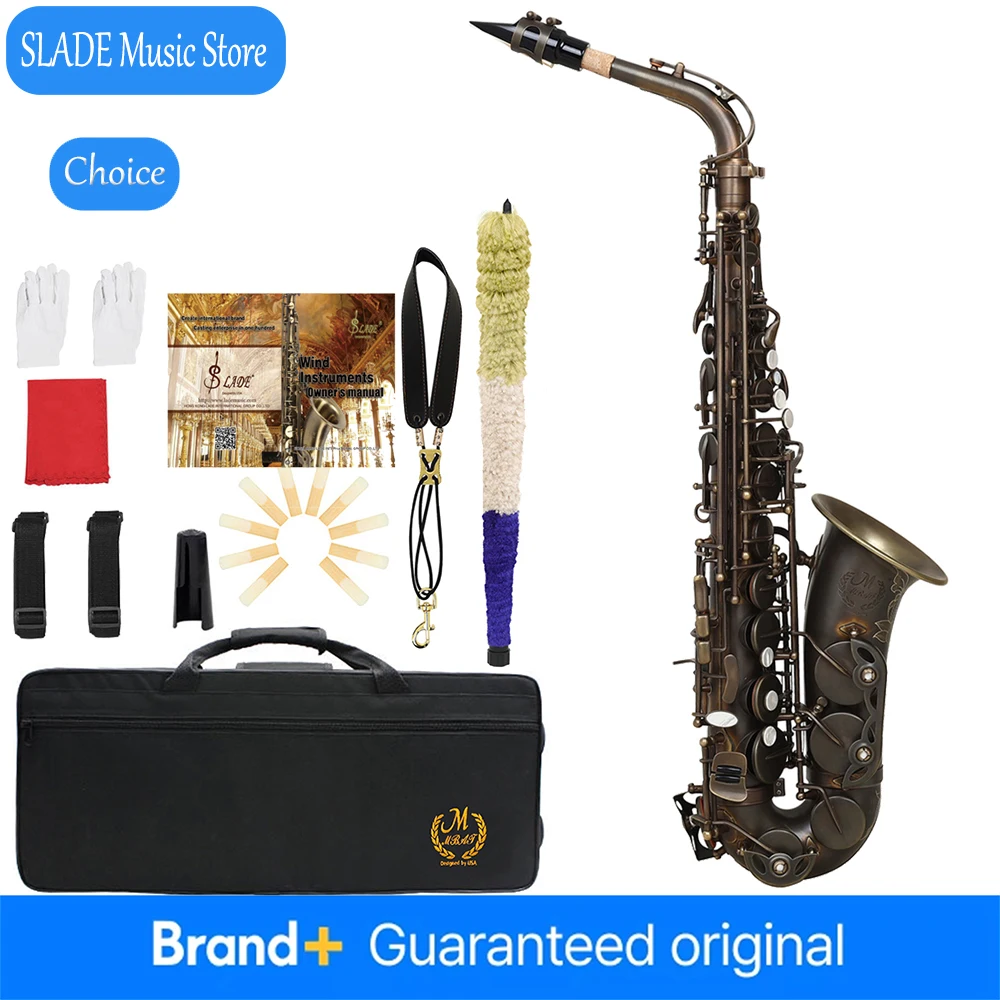 

M MBAT Eb Alto Saxophone E Flat Premium Brass Body Saxophone Set Professional Woodwind Instruments with Case Reed Sax Parts