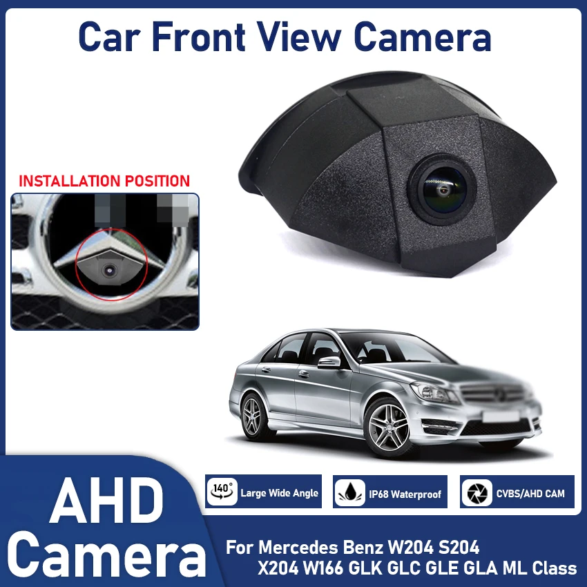 AHD 1080P Fisheye CCD Car Front View Parking Positive Logo Camera For Mercedes Benz W204 S204 X204 W166 GLK GLC GLE GLA ML Class