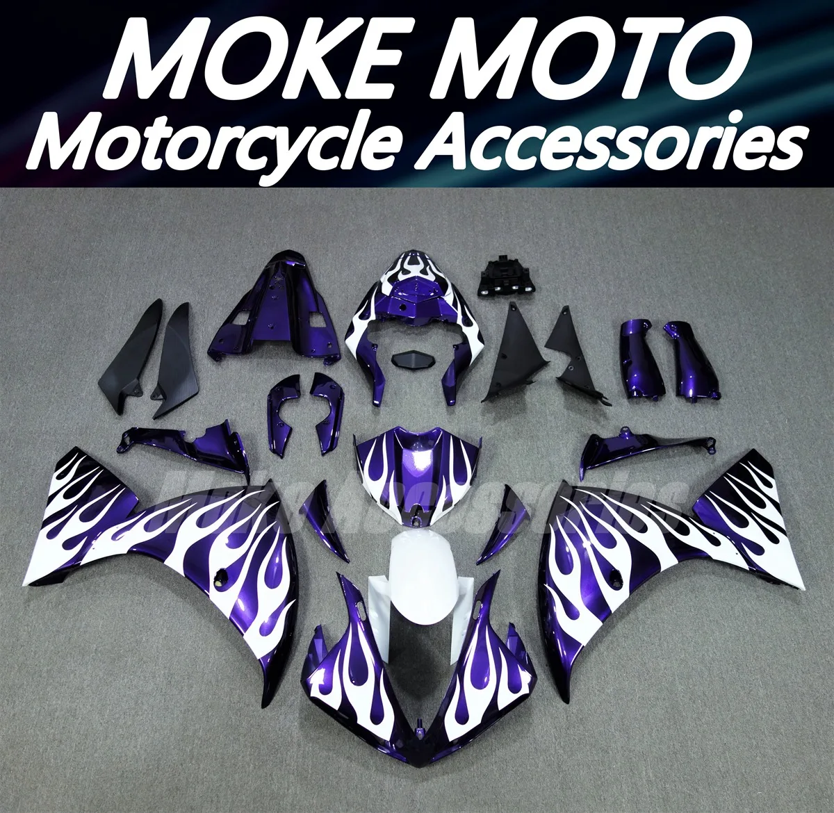 

Moke moto Motorcycle Bodywork Set For Yzf R1 2009 2010 2011 Fairings Kit Fit High Quality ABS Injection Flame Purple White