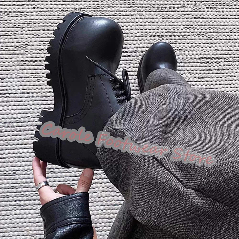 

Fashion 9cm Heigh Increasing High Heel Male Derby Shoes Bread Big Head Chunky Bottom Loafers Men's Leisure Lace-up Oxfords