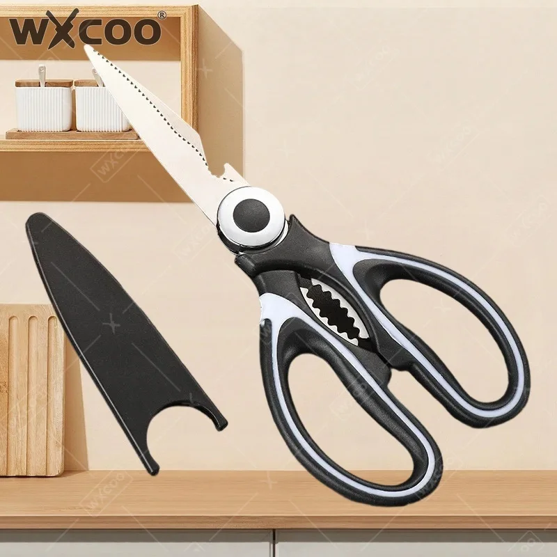 WXCOO Kitchen Scissors Stainless Steel Scissors Household Chicken Bone Scissor Kill fish Cut Vegetables Bottle Opener
