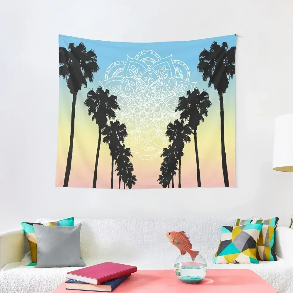 

Rainbow Sunset Mandala with Palm Trees Tapestry Aesthetic Room Decoration Decoration Home Wall Decoration Items Tapestry