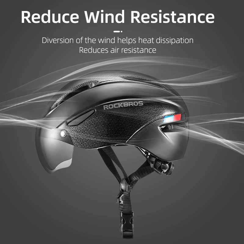 ROCKBROS Bicycle Helmet  Aero Cycling Helmet Integrally-molded Bike Helmet Men Women Goggles Lens MTB Road Cycling Equipment