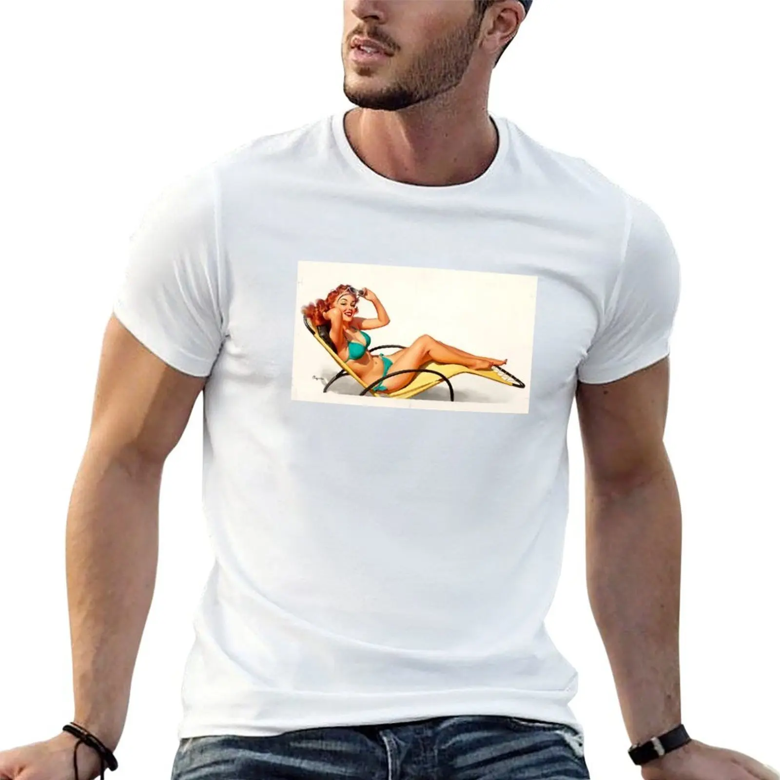 

Pin-Up in Turquoise Bikini Pin Up Art T-Shirt man t shirt summer t shirt personalised t shirt custom print T-shirt