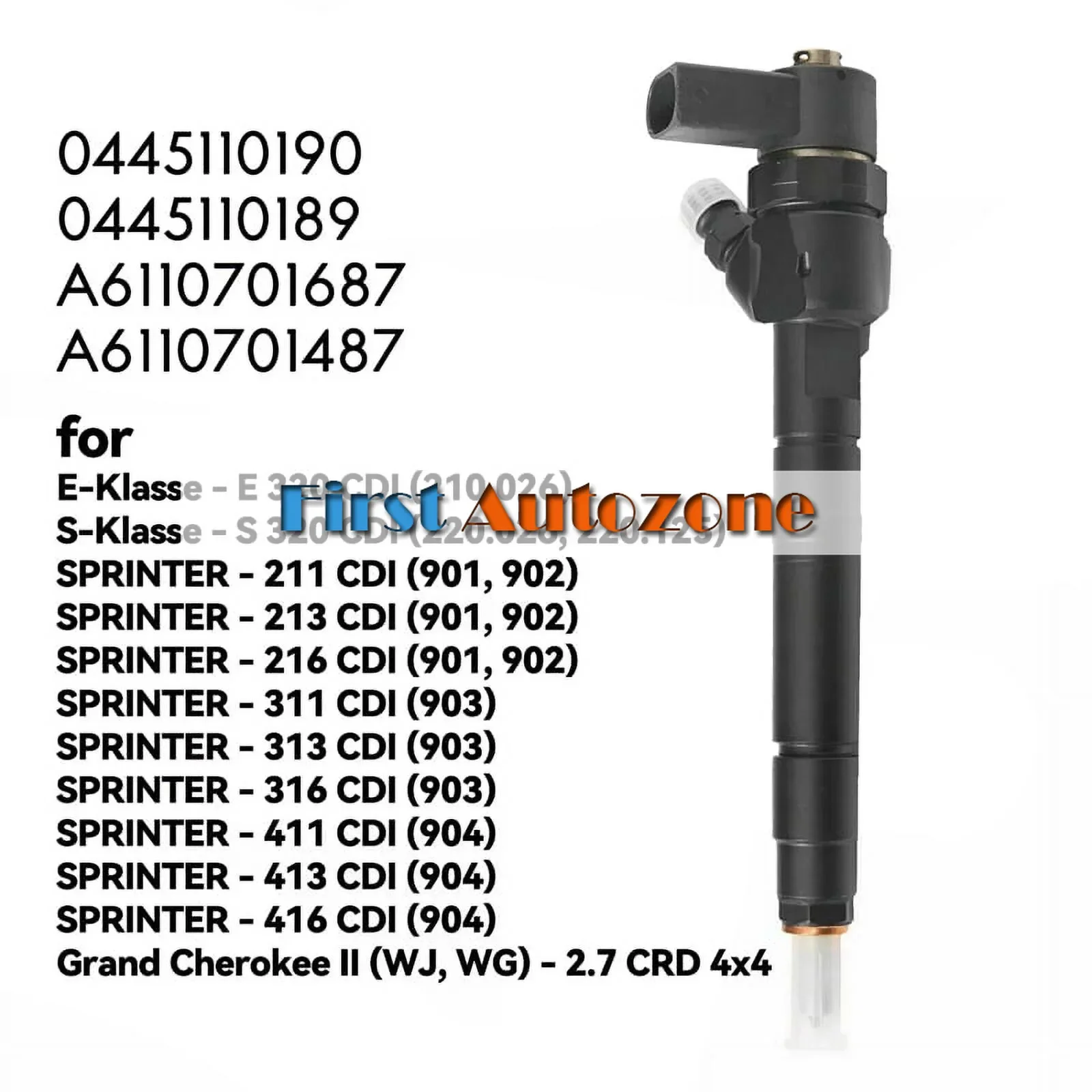

0445110190 0445110189 A6110701687 New Diesel Fuel Injector For Mercedes Benz Sprinter 5Cyl 1996-2006 Jeep Grand Cherokee
