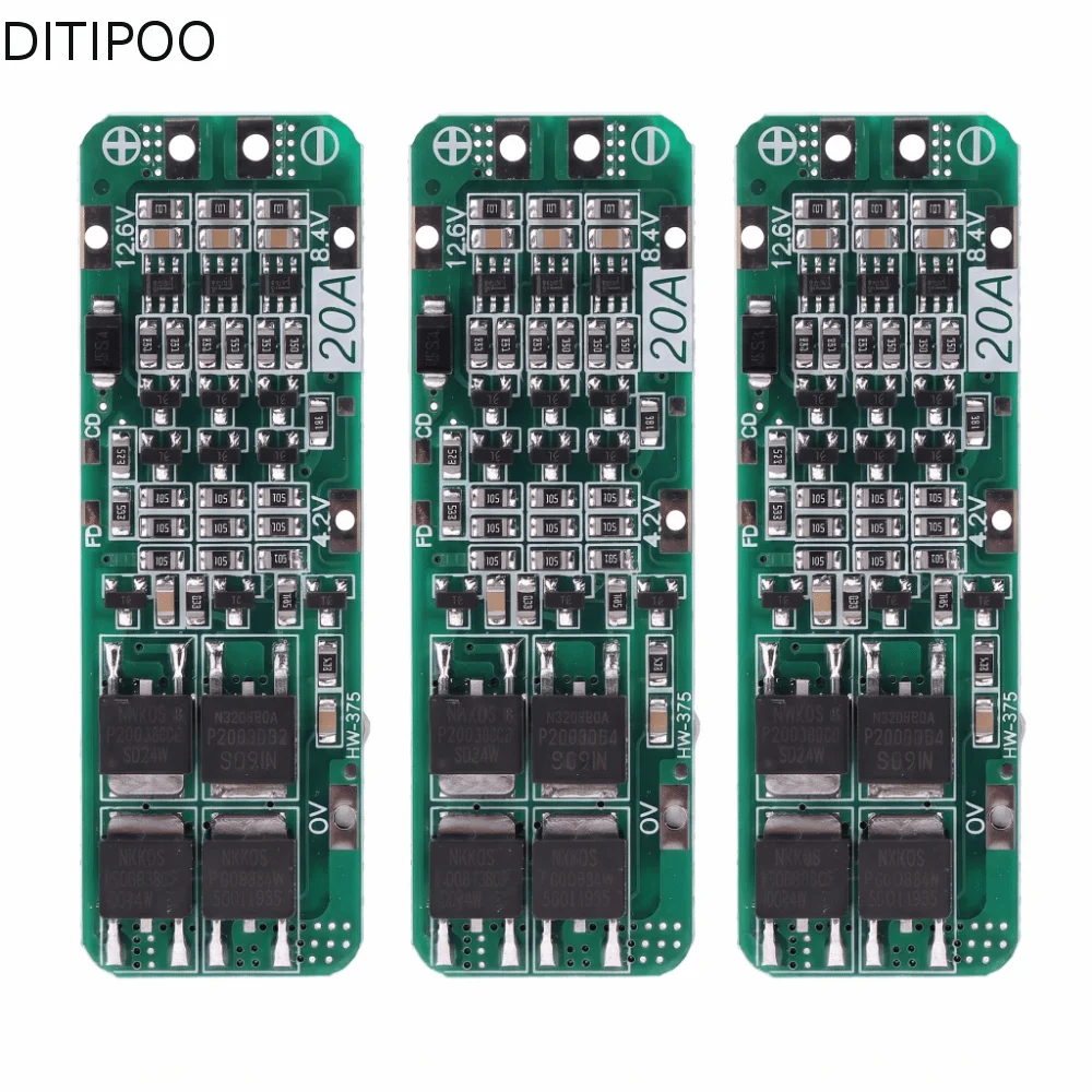 3S BMS Protection Board 20A 12.6V 18650 Charger Protection Board 59x20x4mm 59x20x3.4MM Li-ion Battery Module for Battery Pack