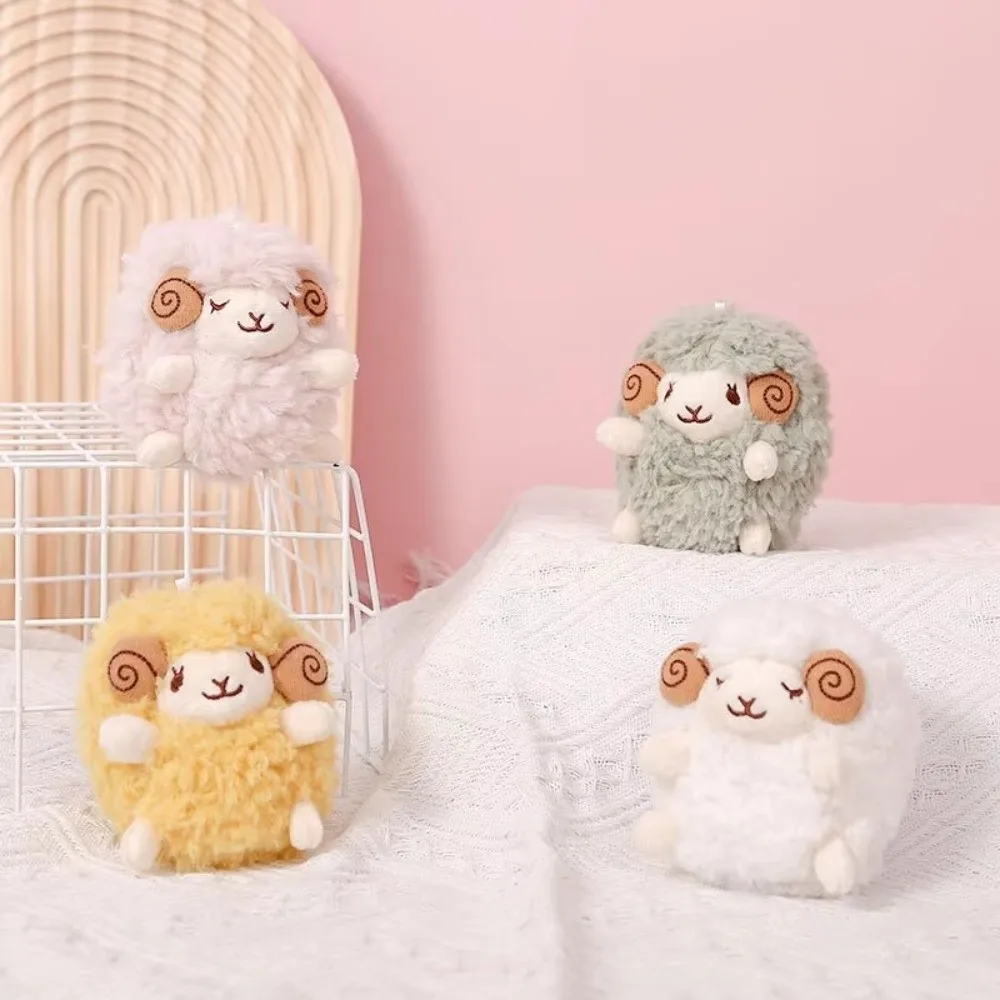 Mini Size Plush Sheep Pendant Cartoon Anime Style Stuffed Plush Material Mini Sheep Plush Doll Pendant Hanging Loop