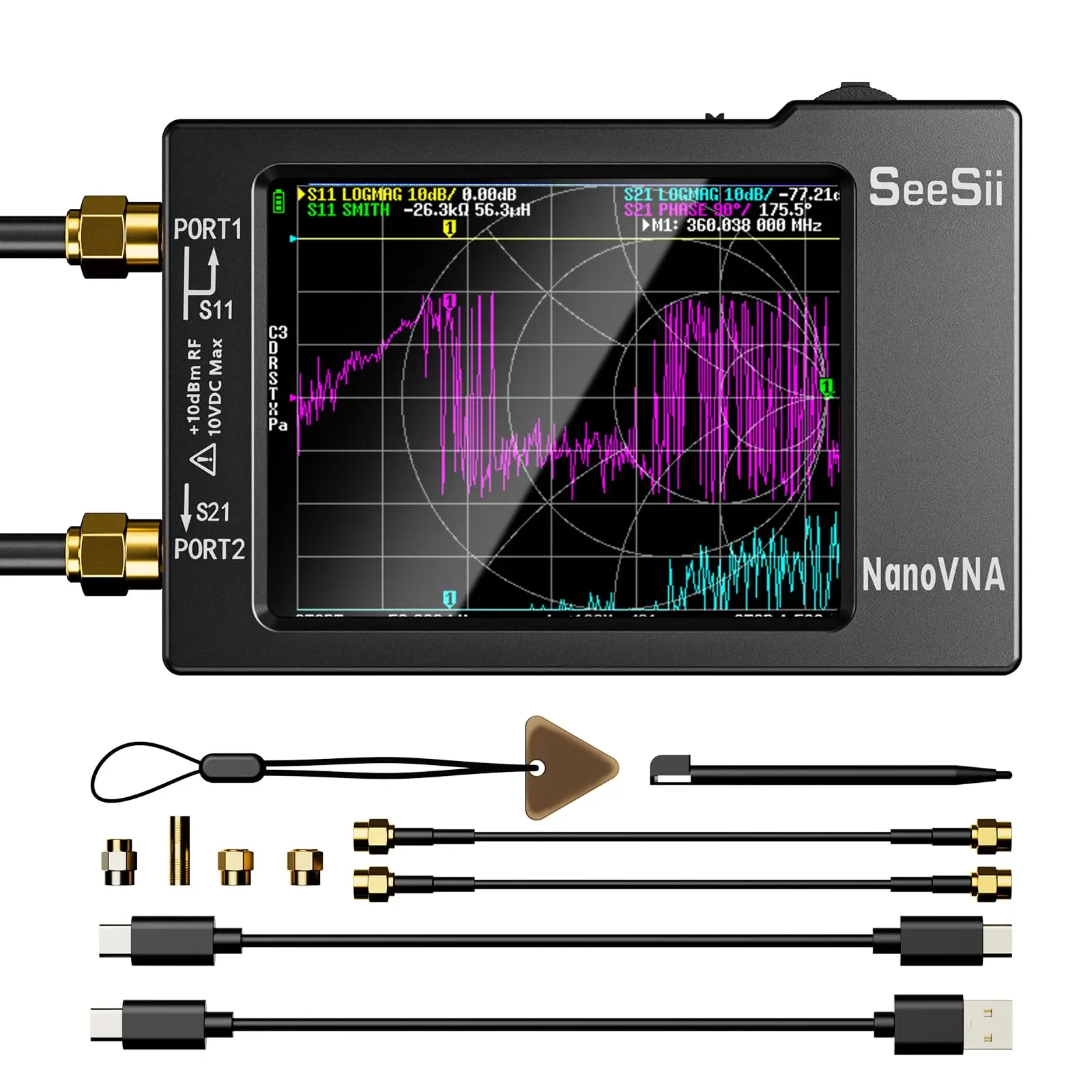 NanoVNA-H Vector Network Antenna Analyzer 10KHz-1.5GHz MF HF VHF UHF With SD Card Slot Nano VNA-H Tester Spectrum Analyzer