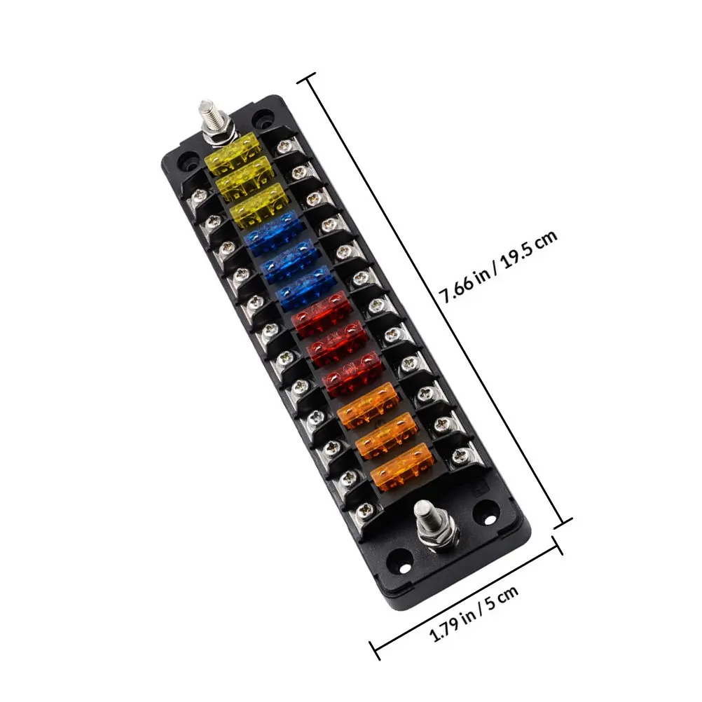 12 Ways Flame Retardant Fuse Box for Car Plastic Housing Pa66 High Low Temp Resistant Stainless Steel Mounting Self Tapping