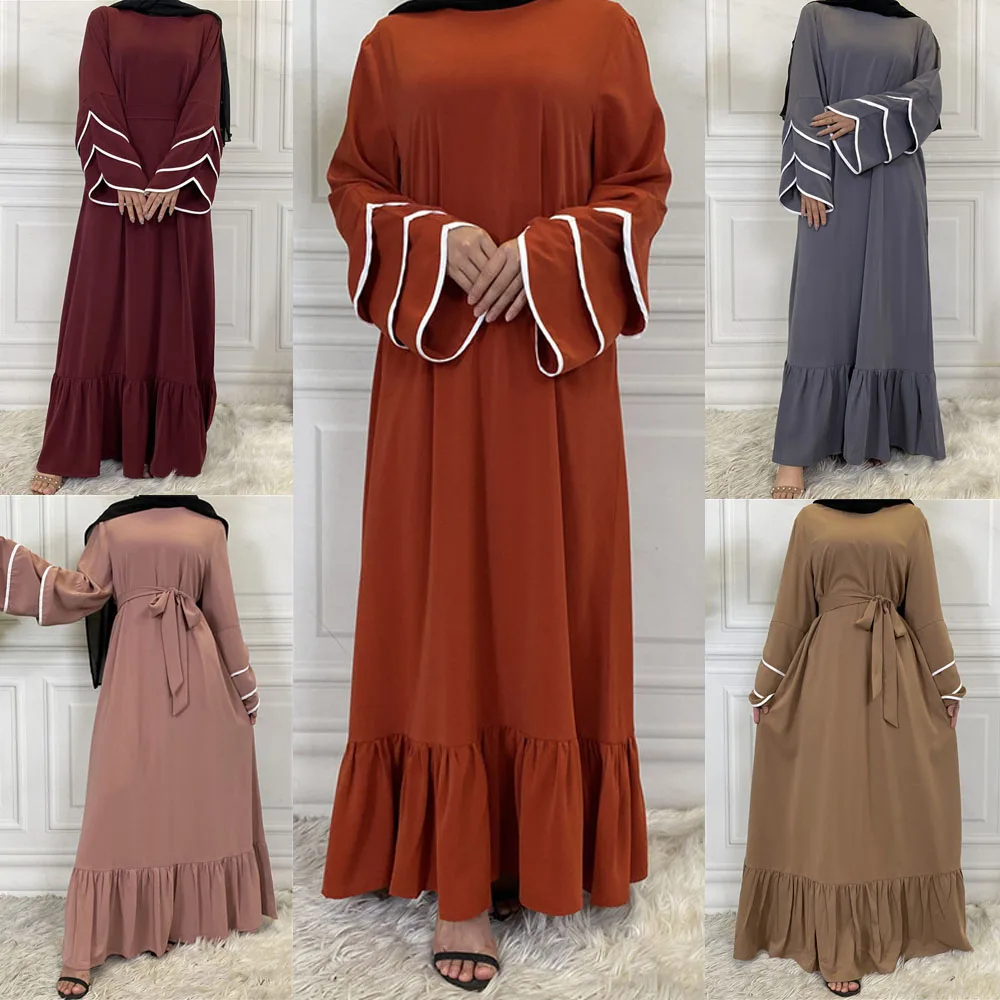 

Eid Muslim Women Long Dress Islamic Spring Autumn Abaya Arab Ramadan Middle East Kaftan Dubai Turkey Maxi Robe Pakistani Gowns