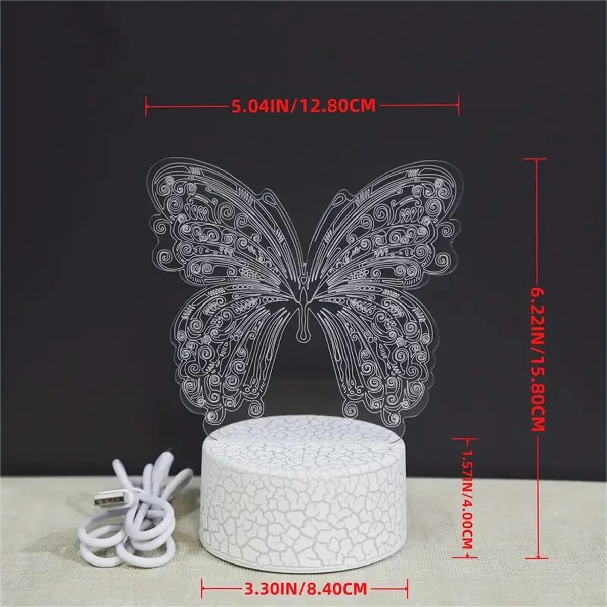 1 PC ผีเสื้อ 3D Night Light,3D ภาพลวงตาโคมไฟ Touch, 7 สีเปลี่ยน Ambient Light สําหรับห้องนอน D โคมไฟนักบินอวกาศ