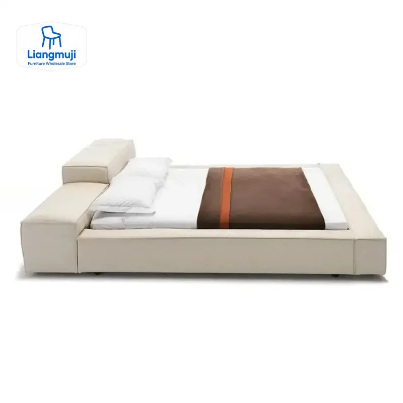 Minimalist Design Fabric Double Bed 1.5m Japanese Style Removable And Washable Tatami Low Bed Creative High-End Indoor Furniture