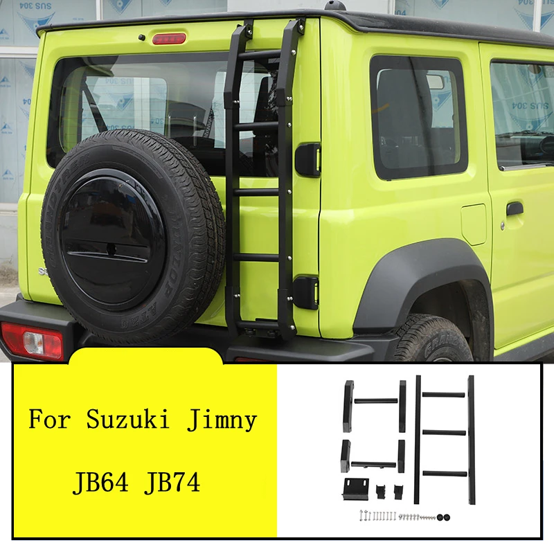 

For Suzuki Jimny JB64 JB74 2019 2020 2021 2022 + Tailgate Stairs Roof Top Climbing Ladder High Quality Metal Tail Door Stairway